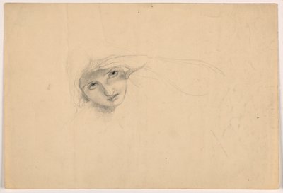 デッサン、目をかばう女性、1844年頃 作： Daniel Huntington