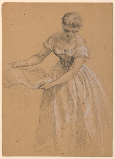 ドローイング、立つ女性、1860年 作： Daniel Huntington
