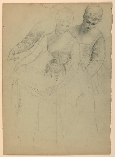 ドローイング、立つ女性、別々、1860年 作： ダニエル・ハンティントン