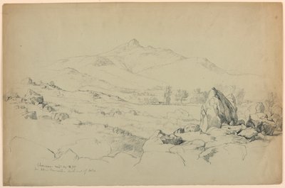 湖の南西、タムワース近くの丘から見たチョコルア山 作： Daniel Huntington