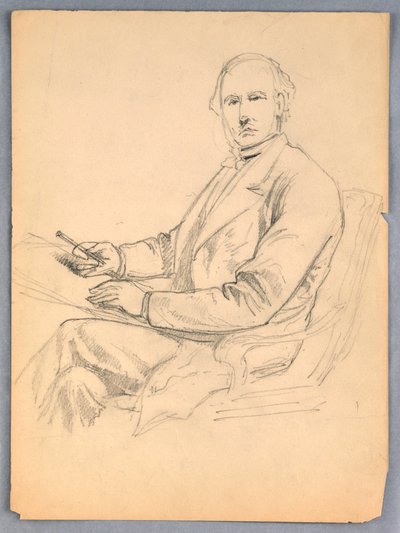 座っている男の肖像画のスケッチ 作： Daniel Huntington