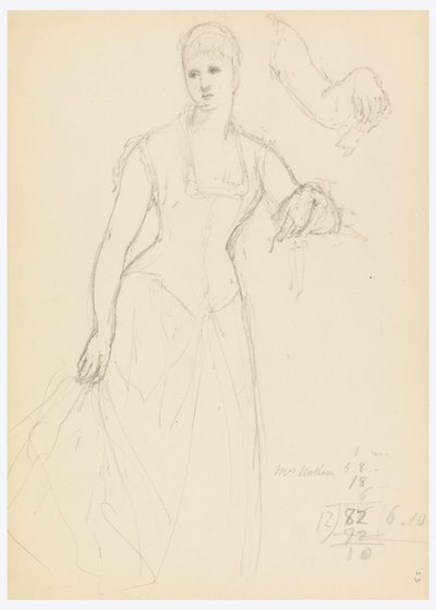 ベラ・ワーシャムの肖像画のスケッチ 作： Daniel Huntington