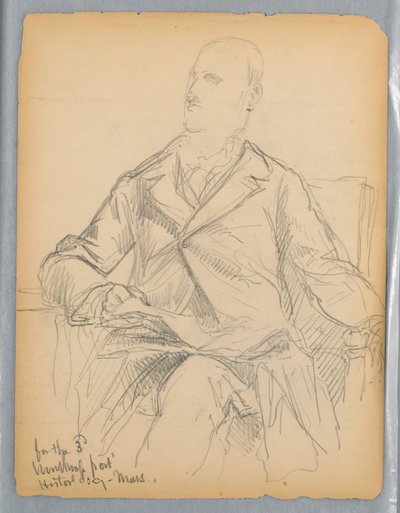 マサチューセッツ州歴史協会のウィンスロップ氏の肖像画のスケッチ。 作： Daniel Huntington