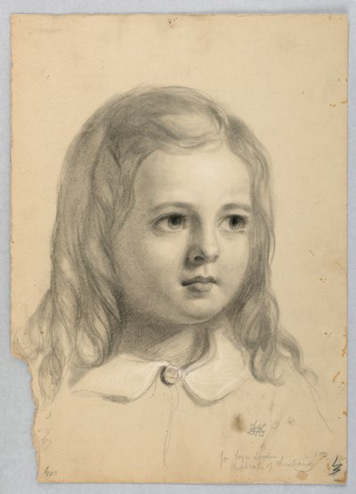 「クリスティアナと彼女の子供たち」のための子供の頭の研究 作： Daniel Huntington
