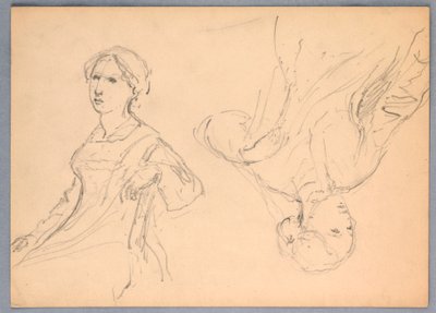 座っている女性、2 つの書斎 作： Daniel Huntington