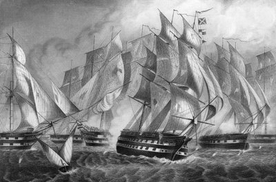 1833年7月5日、セントビンセント岬沖のチャールズネイピアズ卿の勝利、c1857。 作： Daniel John Pound