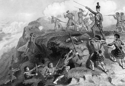 ロシアの攻撃を攻撃する高地人、アルマの戦い、1854年、1857年 作： Daniel John Pound