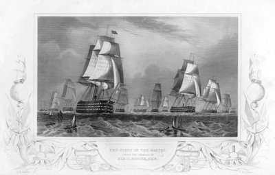 1857年、チャールズネイピア卿の指揮下にあるバルト海の艦隊。 作： Daniel John Pound
