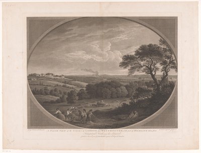 Gezicht op Londen, gezien vanaf Hampstead Heath スペイン人の近くのハムステッド ヒースからハイゲートの一部を撮影した、ロンドンとウェストミンスターの都市の北側の眺め (オブジェクトのタイトル) 作： Daniel Lerpinière