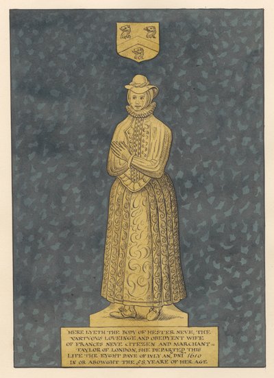 Placa de latão para a Sra. Hester Heve da East Ham Church 作： Daniel Lysons