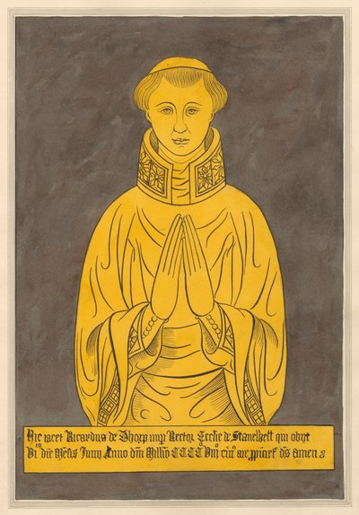 Brass Plate para Richard de Thorp, de Stanwell Church 作： Daniel Lysons