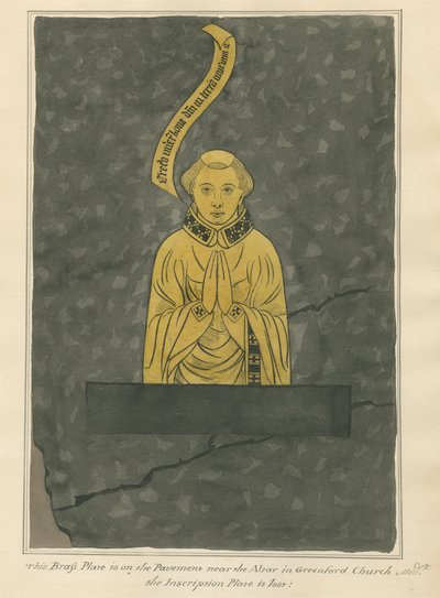 グリーンフォード教会からの正体不明の真鍮のプレート 作： Daniel Lysons