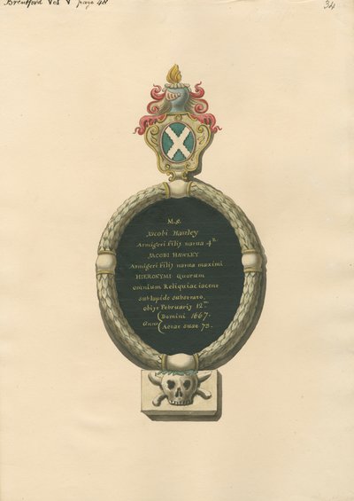 Memorial a Jacob Hawley da Igreja de Brentforth 作： Daniel Lysons