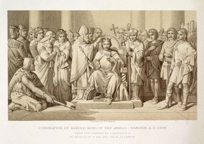 アングロサクソン人の王、ハロルドの戴冠式、W。リッジウェイによって彫刻 作： Daniel Maclise