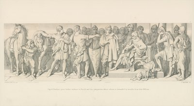 ポンチューの男はハロルドと彼の仲間に更なる聴衆を与え、その解放はウィリアム公爵からヘラルドによって要求された 作： Daniel Maclise