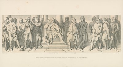 ハロルドと彼の仲間は、囚人として、ポンチューの男と彼のノーマン騎士団の前に連れて行きました 作： Daniel Maclise