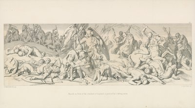 イングランドの基準の前にあるハロルドは、落下する矢で突き刺されています 作： Daniel Maclise