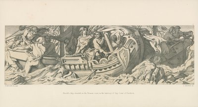 ポンチュー伯爵、ガイの領土にあるノーマン海岸に漂着したハロルドの船 作： Daniel Maclise