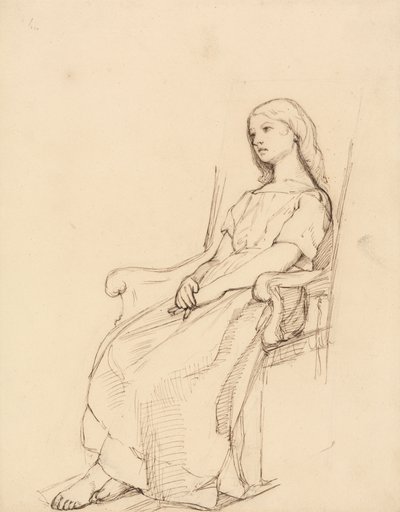 座っている少女の習作 作： Daniel Maclise