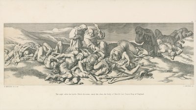 戦いの後の夜。エディスはイングランドの最後のサクソン人の王であるハロルドの死体、スレインの中で発見する 作： Daniel Maclise