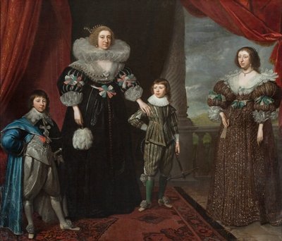 クリスチャン・ブルース（デヴォンシャー伯爵夫人）とその子供たち 1629年頃（油彩・キャンバス 作： Daniel Mytens
