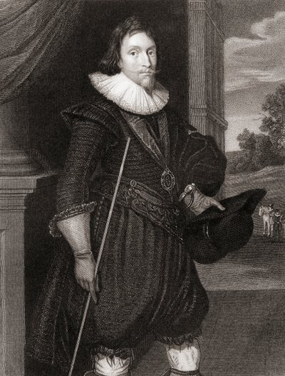 ジェームズハミルトンの肖像（1589-1625）「ロッジの英国の肖像」1822年、ハミルトンの第2侯爵 作： Daniel Mytens