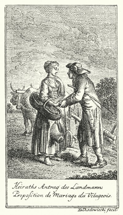 農民のプロポーズ（版画 作： Daniel Nikolaus (after) Chodowiecki