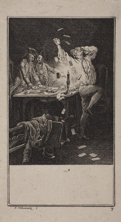 忍耐を行使し、富を軽視する (Übung der Gedult und der Verachtung des reichthums) 作： Daniel Nikolaus Chodowiecki