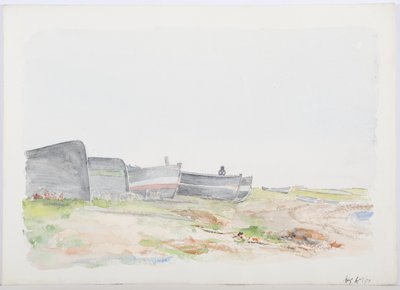 フィッシングコブルズ、ホーリー島、1895年（紙と鉛筆） 作： Daniel Oliver