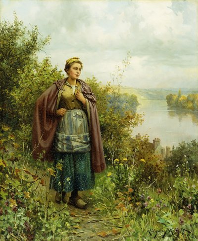 秋の散歩、 作： Daniel Ridgway Knight