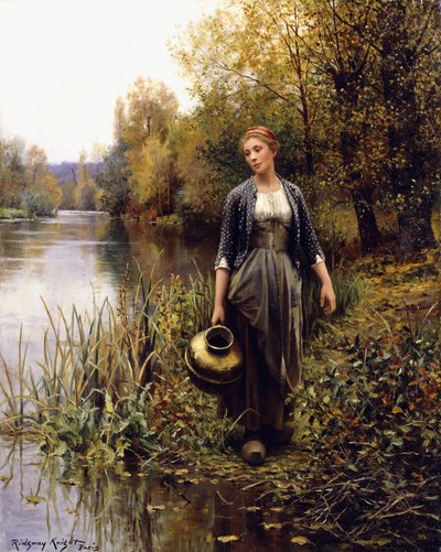 水辺で 作： Daniel Ridgway Knight