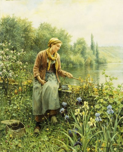 春の釣り、 作： Daniel Ridgway Knight