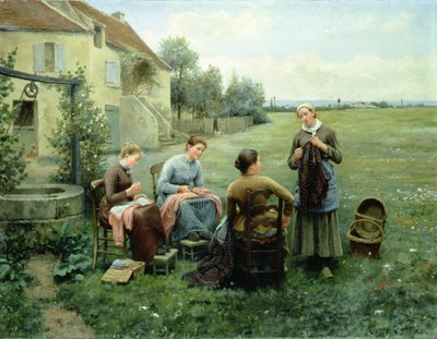 ソーイング・サークル（油彩・キャンバス） 作： Daniel Ridgway Knight