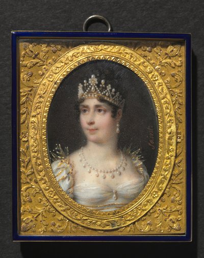 フランス皇后ジョゼフィーヌ・ド・ボーアルネの肖像 1806年頃（象牙に水彩、金メタルとエナメルの額装） 作： Daniel Saint