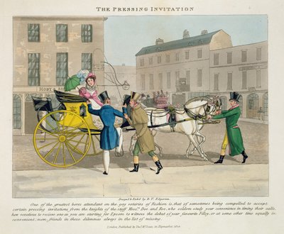 プレス用の招待状、「ファッショナブルな穴またはハイライフのクーラー」（ピータークイズ作）、1824年出版（手描きのアクアチント） 作： Daniel Thomas Egerton