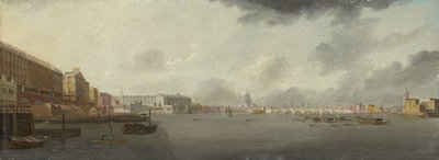 1806年頃、アデルフィ、サマセットハウス、セントポール大聖堂とともにテムズ川を東向きに眺めた様子 作： Daniel Turner