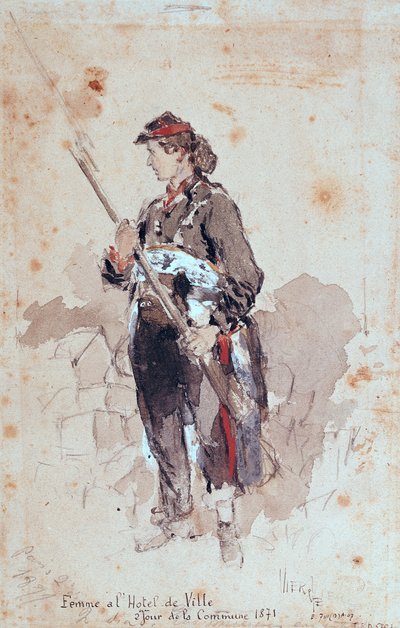 ホテルドゥヴィルの女性、パリコミューンの2日目、1871年 作： Daniel Urrabieta Vierge