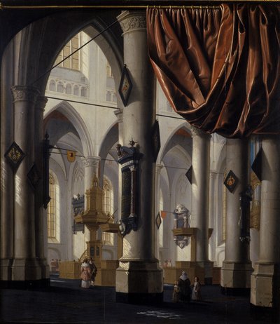 デルフトの新しい教会、1654年（オーク材に油彩） 作： Daniel de Blieck