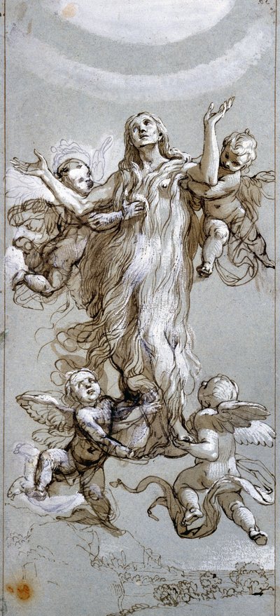 天使に導かれたマグダラの聖マリアの被昇天 ダニエレ・クレスピ作（1598-1630） 17世紀 マドリード、プラド美術館 作： Daniele Crespi