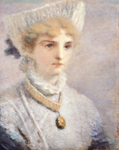 Daniele Ranzoni（1843-1889）による白い服の少女 作： Danielle Ranzoni