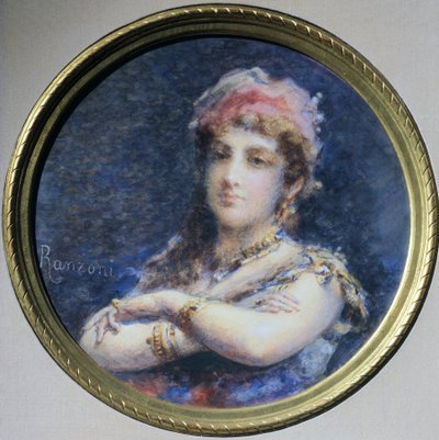 トルベツコイ王女の肖像、ダニエレ・ランゾーニ作（1843-1889）、水彩 作： Danielle Ranzoni