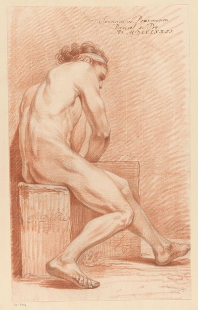 座っている男性ヌード、側面図（2等賞1772年） 作： Daniël Dupré