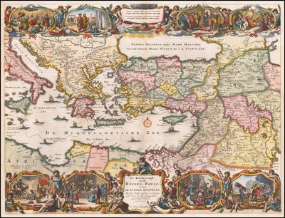 1695年、聖パウロの旅を描いた東地中海のオランダ地図 作： ダニエル・ストペンダール