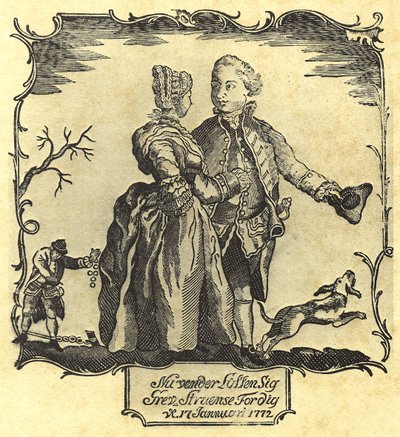 ストルエンゼー伯爵、あなたに運が向いてきました。1772年（木版画 作： Danish School