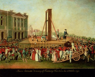 マリー・アントワネットの処刑（1755-93）1793年10月16日（銅に油彩） 作： Danish School