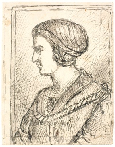 古代の衣装を着た横顔の女性の胸像 作： Dankvart Dreyer