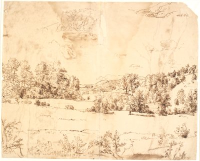 緑豊かな丘の間の森の牧草地 作： Dankvart Dreyer
