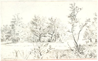 森と牧草地のある風景 作： Dankvart Dreyer