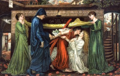 ダンテ・アリギエーリとベアトリーチェ、1900年頃（絵葉書） 作： Dante Gabriel (after) Rossetti