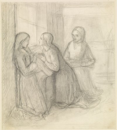 (イセントゥルディス、グータと跪くハンガリーの聖エリザベトの可能性 作： Dante Gabriel Charles Rossetti